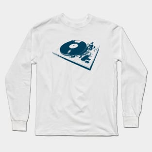 Vintage Turntable and Vinyl Record Illustration Long Sleeve T-Shirt